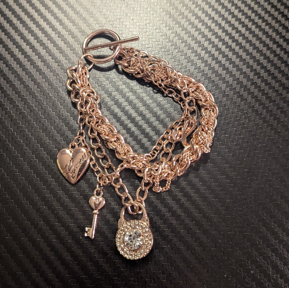 Rose Gold Guess Charm Bracelet